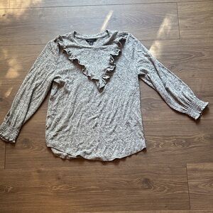 Lucky Brand Gray Ruffle Women's Blouse
